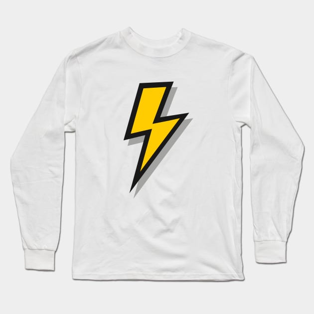 Yellow and Grey Lightning Bolts Long Sleeve T-Shirt by OneThreeSix